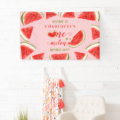 One In A Melon Watermelon Roze Verjaardag Welkom Spandoek (Insitu)