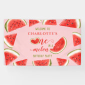 One In A Melon Watermelon Roze Verjaardag Welkom Spandoek (Horizontaal)