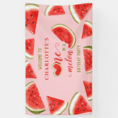 One In A Melon Watermelon Roze Verjaardag Welkom Spandoek (Verticaal)