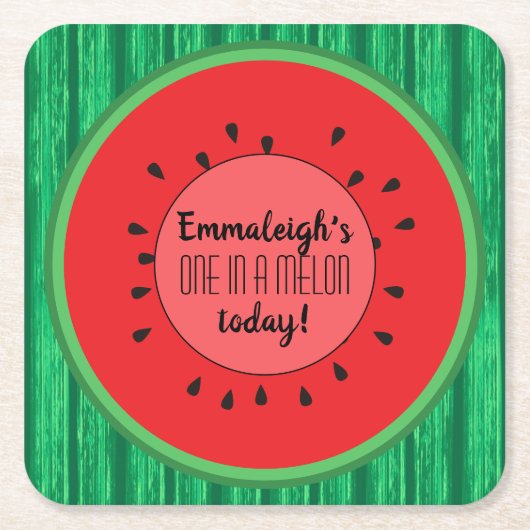 One in a Melon Watermelon Thema Verjaardag Kartonnen Onderzetters (Voorkant)