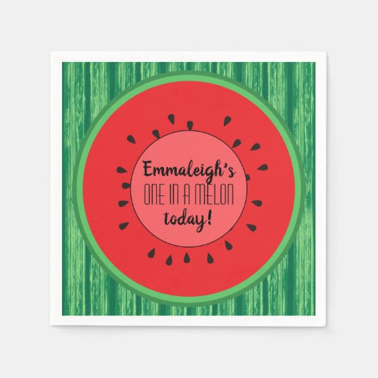 One in a Melon Watermelon Thema Verjaardag Servet (Voorkant)