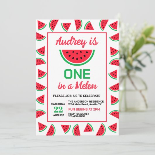 One In A Melon Watermelon Verjaardag Kaart (Staand voorkant)