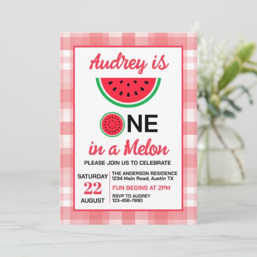 One In A Melon Watermelon Verjaardag Kaart (Staand voorkant)