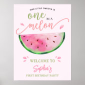 One in a Melon Watermelon Verjaardag Welkom Poster (Voorkant)