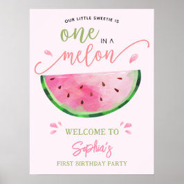 One in a Melon Watermelon Verjaardag Welkom Poster