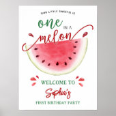 One in a Melon Watermelon Verjaardag Welkom Poster (Voorkant)