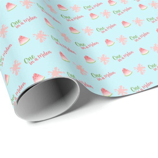 One in a Melon Watermelon Verjaardagsuitnodiging Cadeaupapier (Rol Hoek)