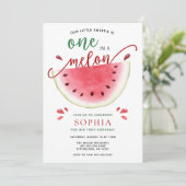 One in a Melon Watermelon Verjaardagsuitnodiging Kaart (Staand voorkant)