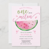 One in a Melon Watermelon Verjaardagsuitnodiging Kaart (Voorkant)