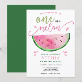 One in a Melon Watermelon Verjaardagsuitnodiging Kaart