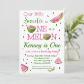 One in a Melon Watermelon Verjaardagsuitnodiging Kaart (Staand voorkant)