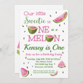One in a Melon Watermelon Verjaardagsuitnodiging Kaart (Voorkant / Achterkant)
