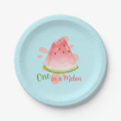 One in a Melon Watermelon Verjaardagsuitnodiging Papieren Bordje (Voorkant)