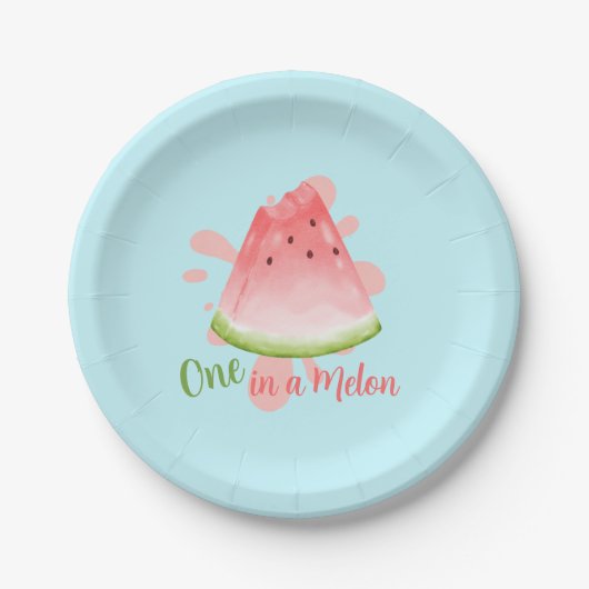 One in a Melon Watermelon Verjaardagsuitnodiging Papieren Bordje (Voorkant)