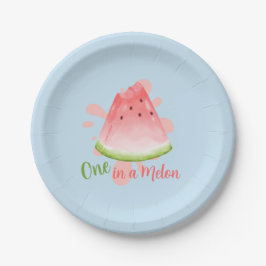 One in a Melon Watermelon Verjaardagsuitnodiging Papieren Bordje