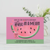 One In A Melon Watermelon Watercolor 1e Verjaardag Kaart (Staand voorkant)