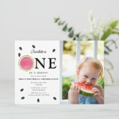 One in a Melon Watermelon Zomerfoto Verjaardag Kaart (Staand voorkant)