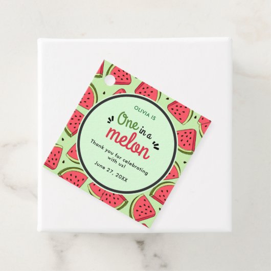 One in a Melon Zomer 1e Verjaardag Bedankt Bedankjes Labels (In situ)