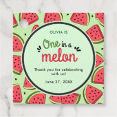 One in a Melon Zomer 1e Verjaardag Bedankt Bedankjes Labels (Voorkant)