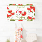 One In A Melon Zomer Groen Rood 1e Verjaardag Jong Spandoek (Insitu)