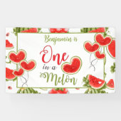 One In A Melon Zomer Groen Rood 1e Verjaardag Jong Spandoek (Horizontaal)