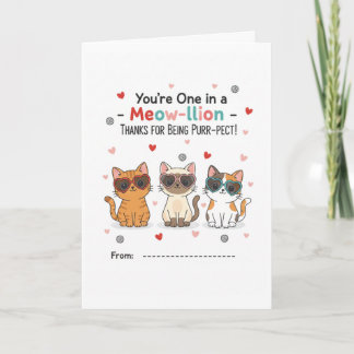 One in a Meow-llion Purr-fect Teacher Card Kaart