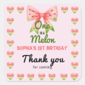 One in a Watermelon! 1st Birthday Party Vierkante Sticker (Voorkant)