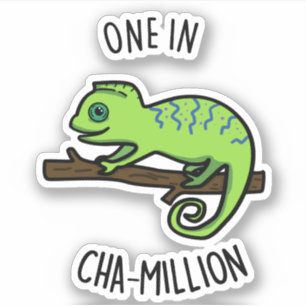 One in Cha-Million Cute Chameleon Pun Sticker