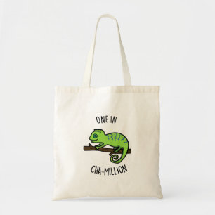 One in Cha-Million Cute Chameleon Pun Tote Bag