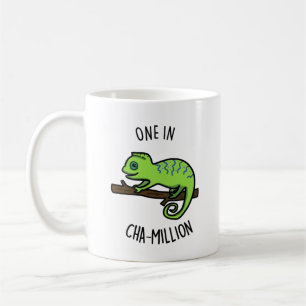 One in Cha-Million Funny Chameleon Pun Koffiemok