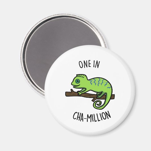 One in Cha-Million Funny Chameleon Pun Magneet (Voorkant / Achterkant)