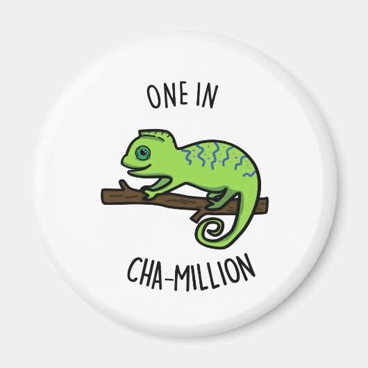 One in Cha-Million Funny Chameleon Pun Magneet (Voorkant)