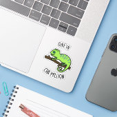 One in Cha-Million Funny Chameleon Pun Sticker (Laptop met iPhone)