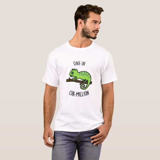 One in Cha-Million Funny Chameleon Pun T-shirt (Voorkant volledig)