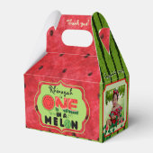 ONE in een Melon Watermelon First Birthday Foto Bedankdoosjes (Achterkant)