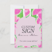 One in Melon Custom Pink Watermelon Sign Kaart (Voorkant)