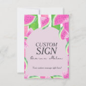 One in Melon Custom Pink Watermelon Sign Kaart (Achterkant)