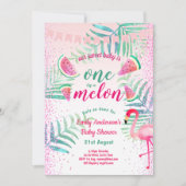 One in Melon Tropical Flamingo Watermeloen Roze Kaart (Voorkant)