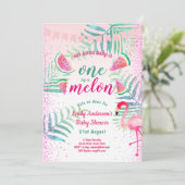 One in Melon Tropical Flamingo Watermeloen Roze Kaart (Staand voorkant)