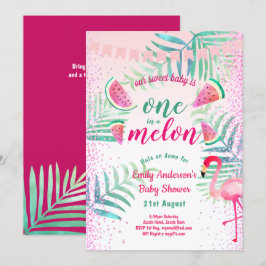 One in Melon Tropical Flamingo Watermeloen Roze Kaart