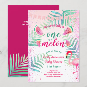 One in Melon Tropical Flamingo Watermeloen Roze Kaart