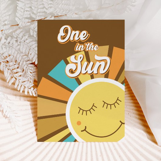 ONE in Sun 1st First Birthday Sunshine Groovy Kaart