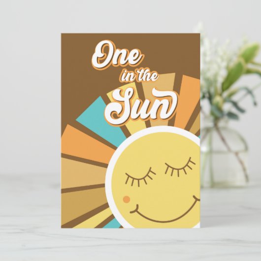 ONE in Sun 1st First Birthday Sunshine Groovy Kaart (Staand voorkant)