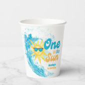 One in the Sun 🌞 1st Birthday Beach & Surf  Papieren Bekers (Achterkant)