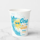 One in the Sun 🌞 1st Birthday Beach & Surf  Papieren Bekers (Voorkant)