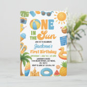 One In The Sun 1st Birthday Summer Party  Kaart (Staand voorkant)