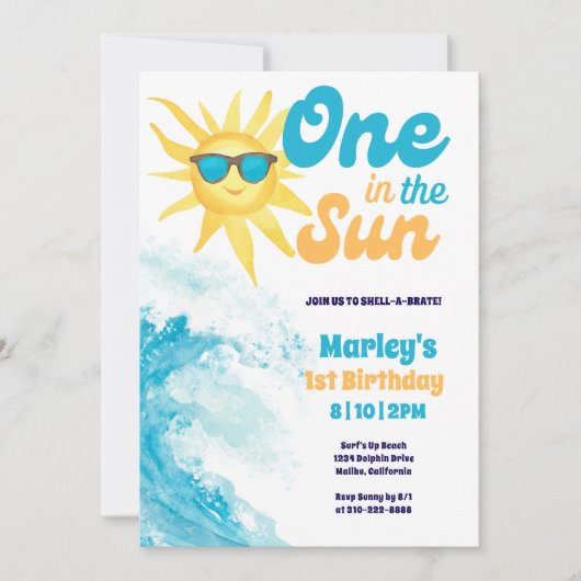 One In The Sun ☀️ Beach Baby 1e verjaardag Kaart (Voorkant)