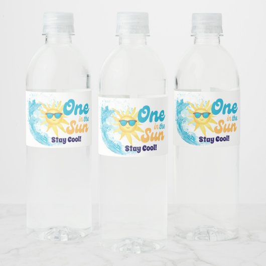 One in the Sun Beach Birthday Party – Stay Cool  Waterfles Etiket (Flessen)