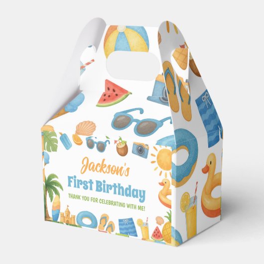 One In The Sun Birthday Summer Party Bedankdoosjes (Achterkant)