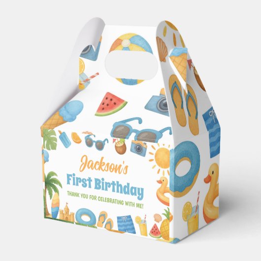 One In The Sun Birthday Summer Party Bedankdoosjes (Voorkant Zijde)